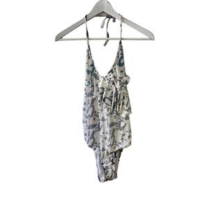 As Rose Rich One Piece Halter Swimsuit Girl’s Size 16 Ruffles Multi Colour Print